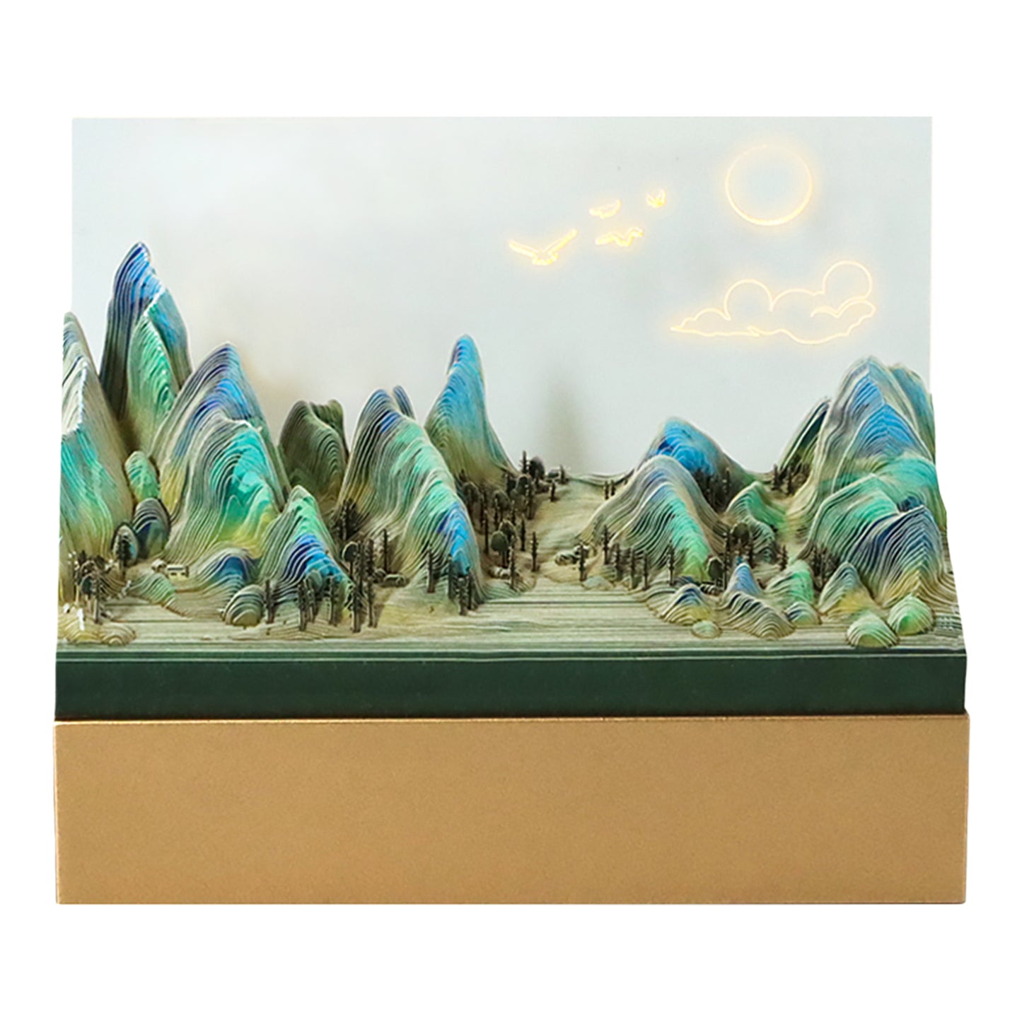 Rivers and Mountains Tear Off 3D Memo Pad With Light and Calendar