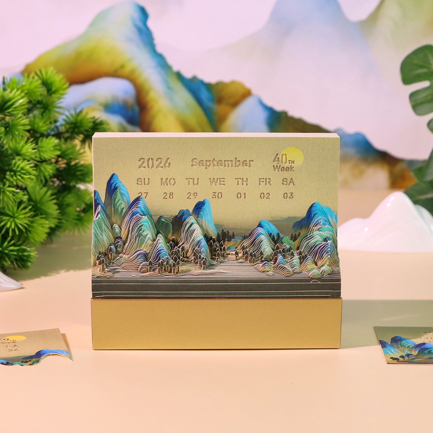 Rivers and Mountains Tear Off 3D Memo Pad With Light and Calendar