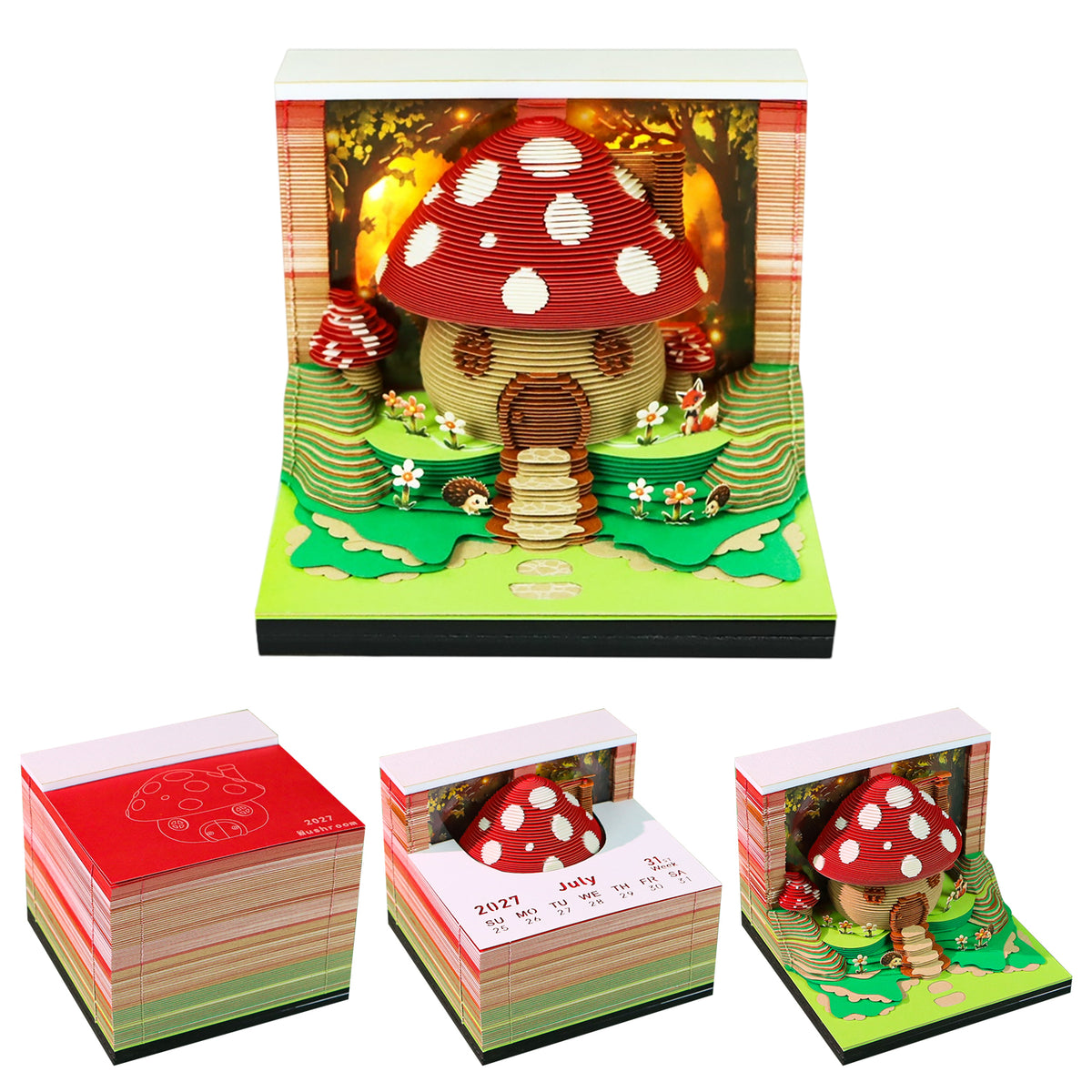 Mushroom House Model Hand Tear off 2027 Calendar 3D Memo Pad