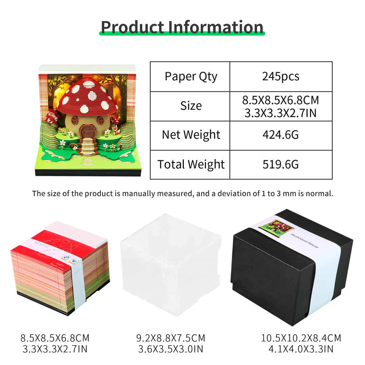 Mushroom House Model Hand Tear off 2027 Calendar 3D Memo Pad