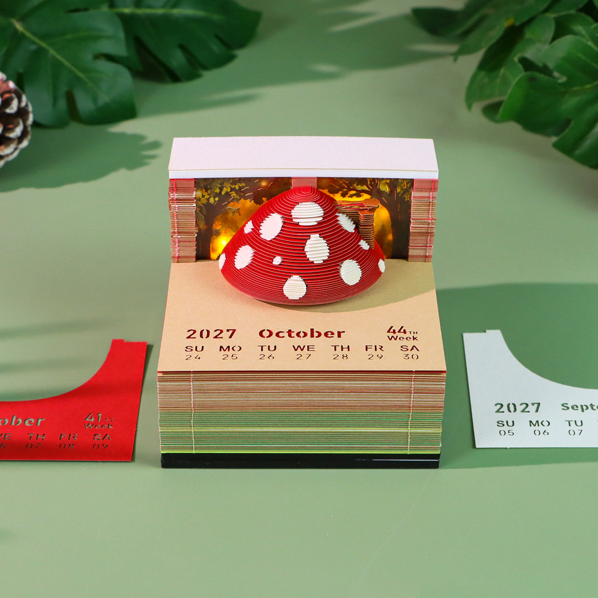 Mushroom House Model Hand Tear off 2027 Calendar 3D Memo Pad