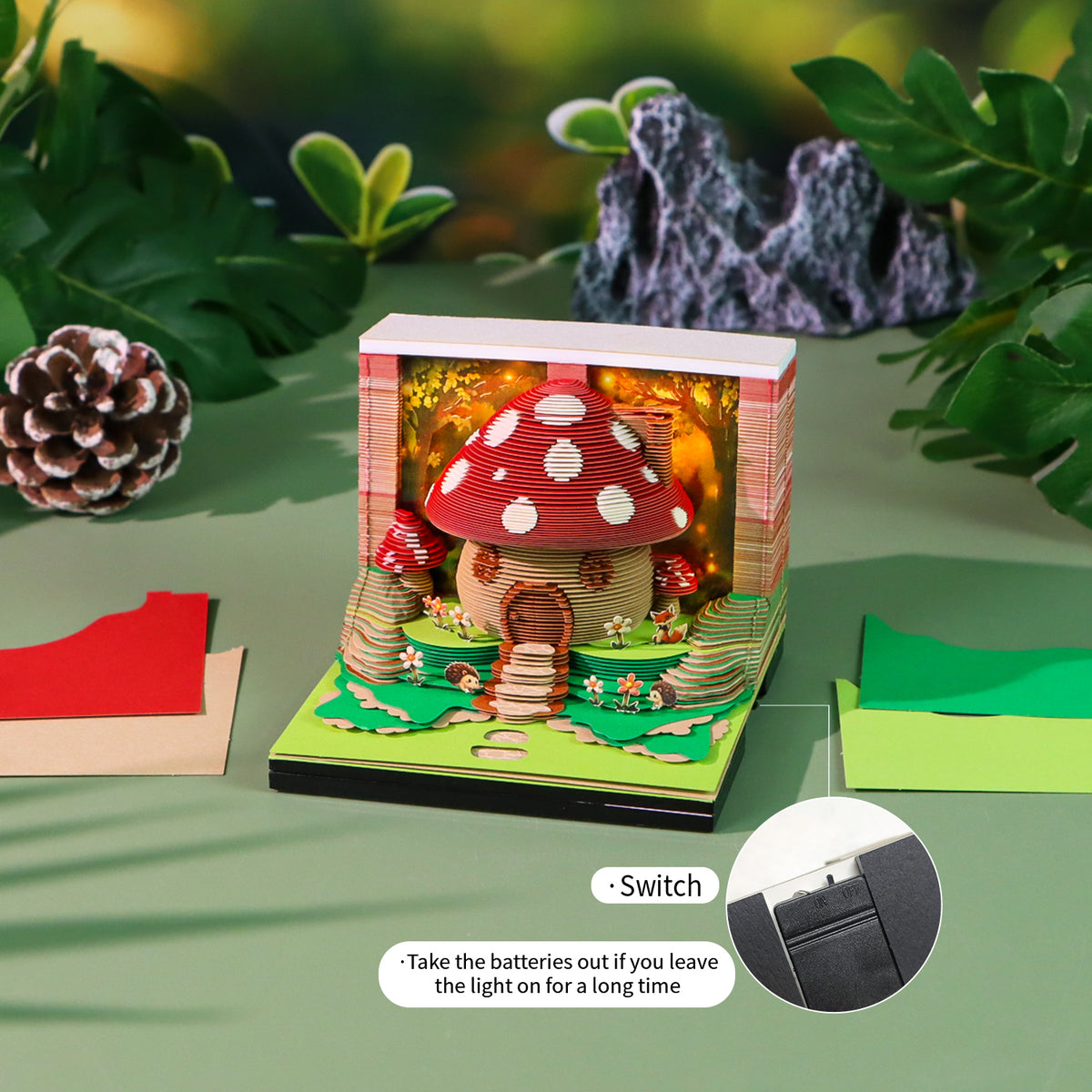 Mushroom House Model Hand Tear off 2027 Calendar 3D Memo Pad