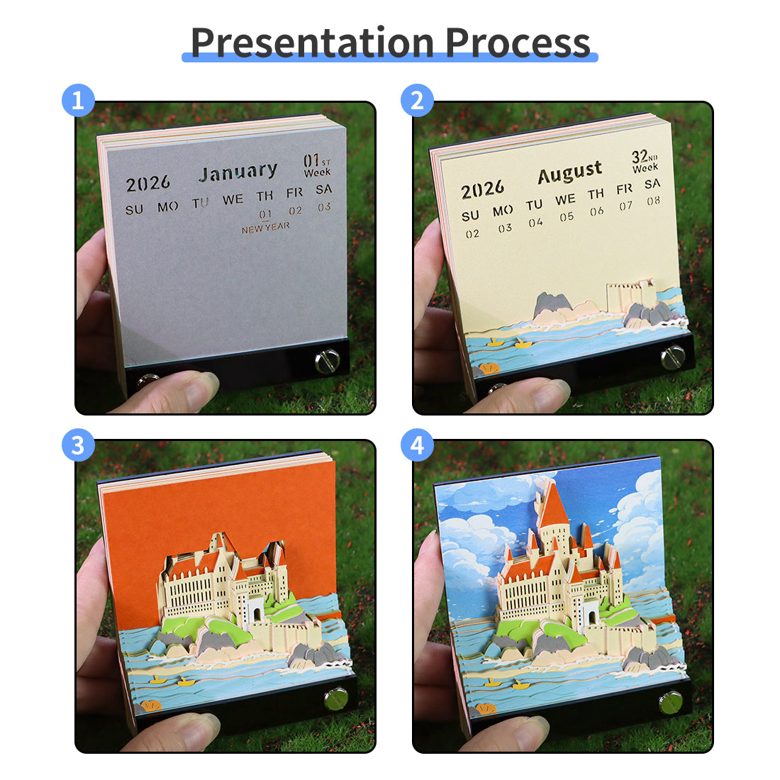 Ocean Castle Tear Off 3D Memo Pad With Light and Calendar