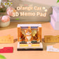 Cute Orange Cat Hand Tear off 3D Calendar Memo Pad With Light