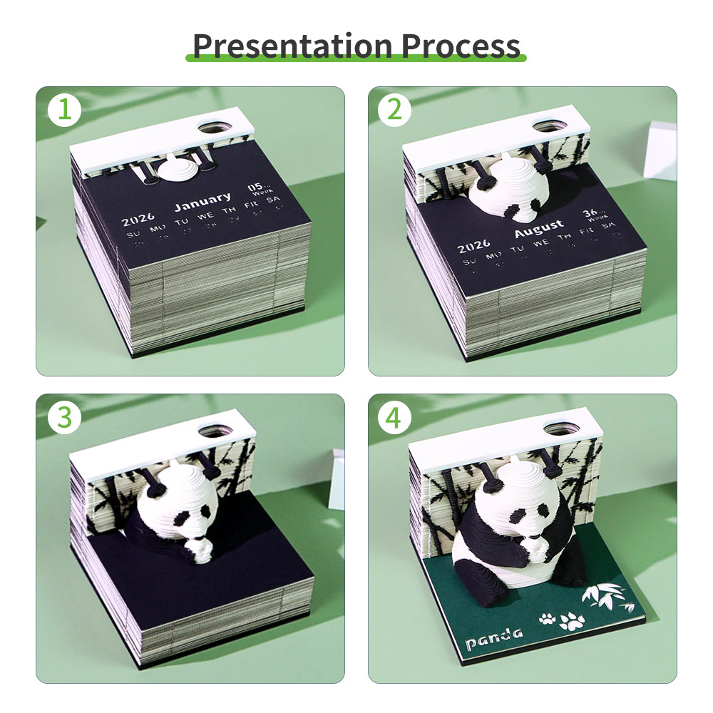 Panda 3D Memo Pad（3D Calendar 2026）