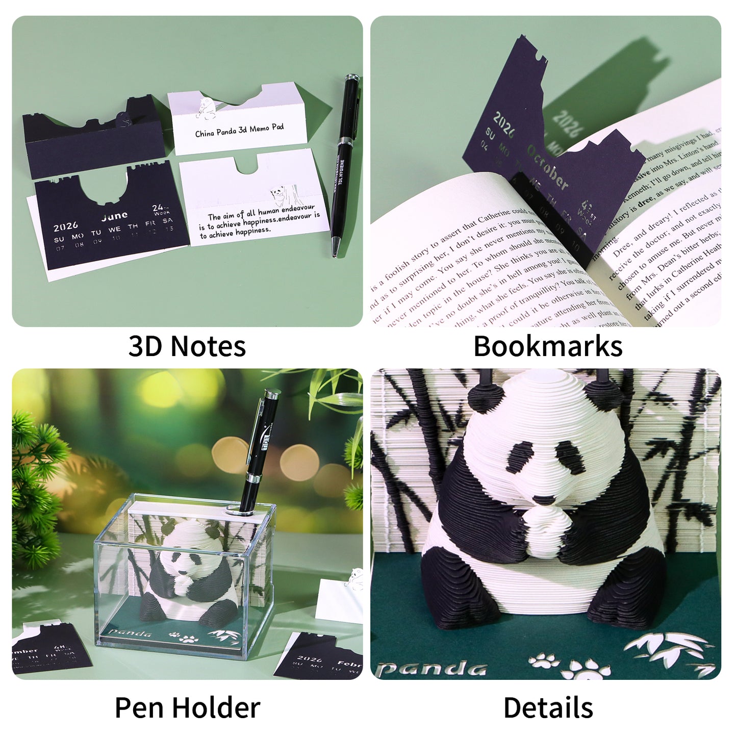 Panda 3D Memo Pad（3D Calendar 2026）