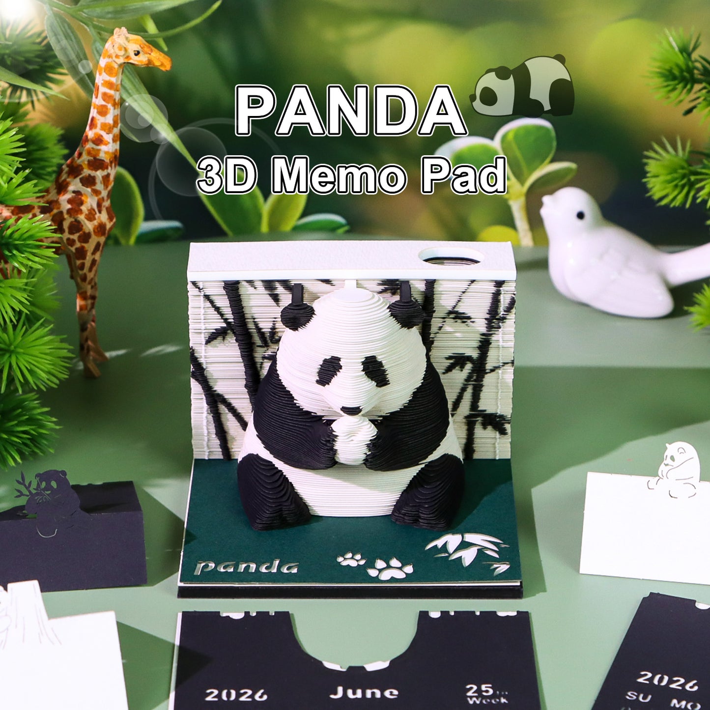 Panda 3D Memo Pad（3D Calendar 2026）