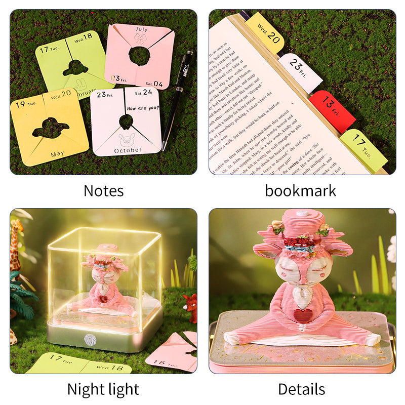 Elk Lucky Deer 3D Model Hand Torn Memo Pad With Calendar 2026