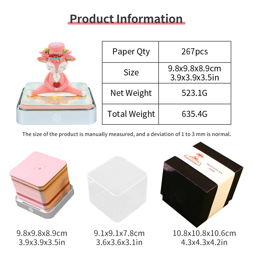 Elk Lucky Deer 3D Model Hand Torn Memo Pad With Calendar 2026