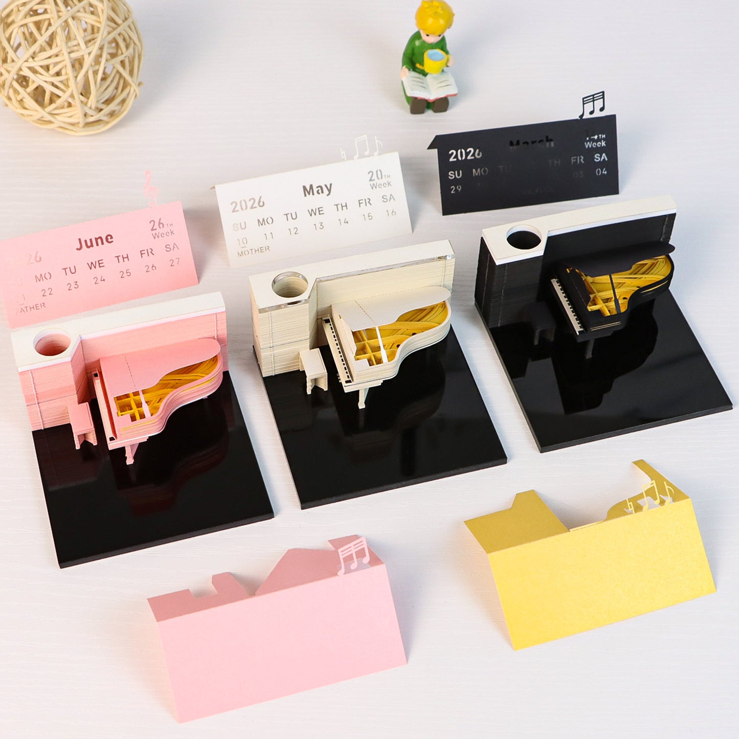 Piano model 3D Memo Pad（3D Calendar 2026）