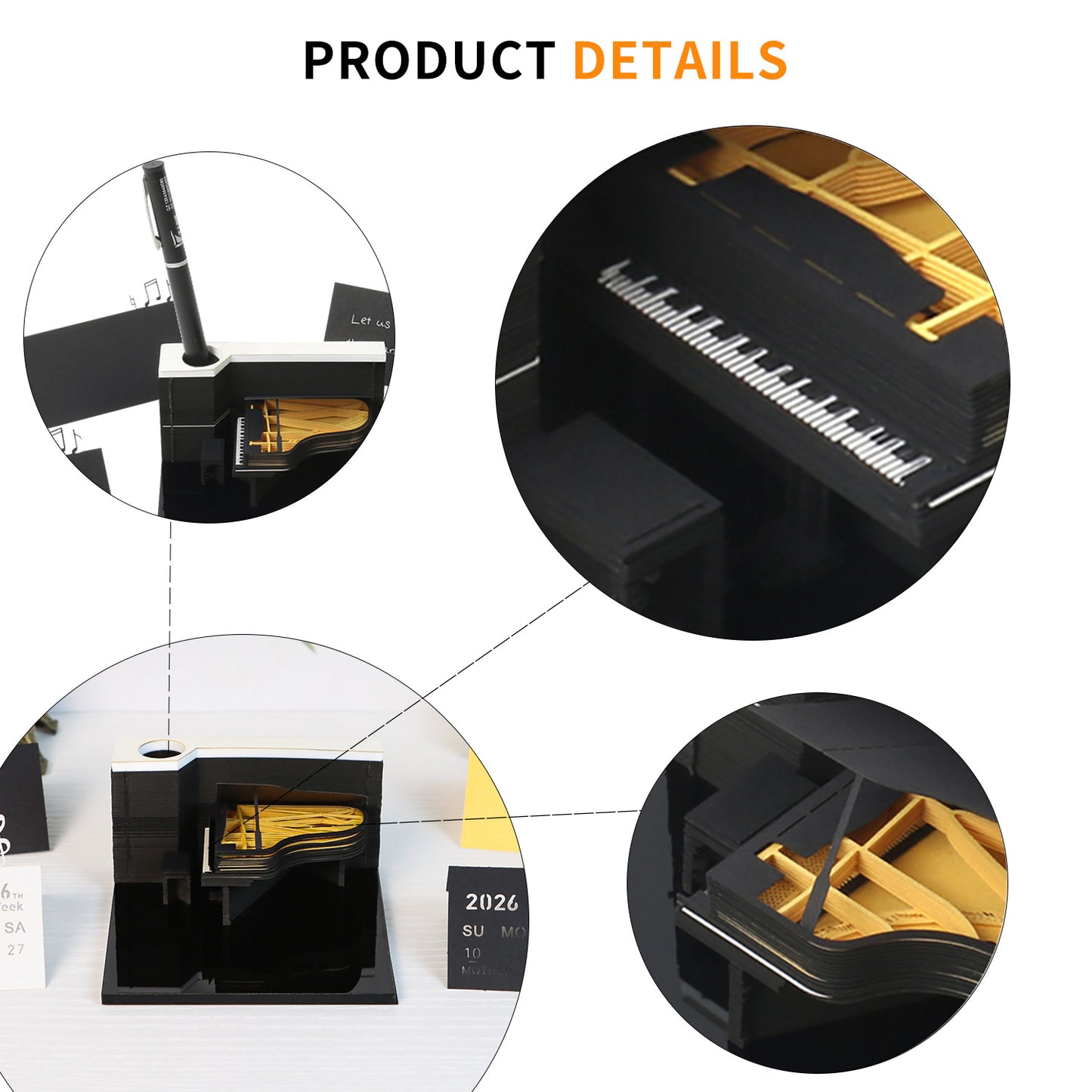 Piano model 3D Memo Pad（3D Calendar 2026）
