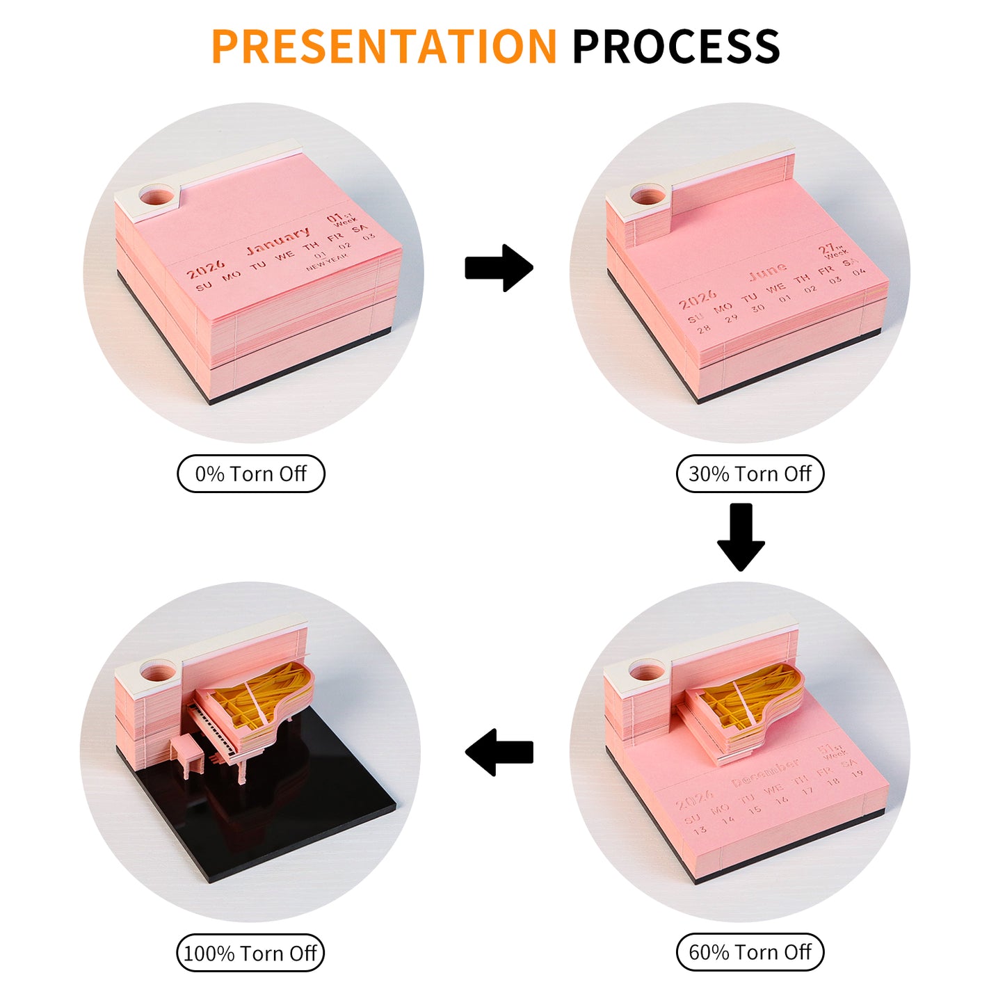 Piano model 3D Memo Pad（3D Calendar 2026）