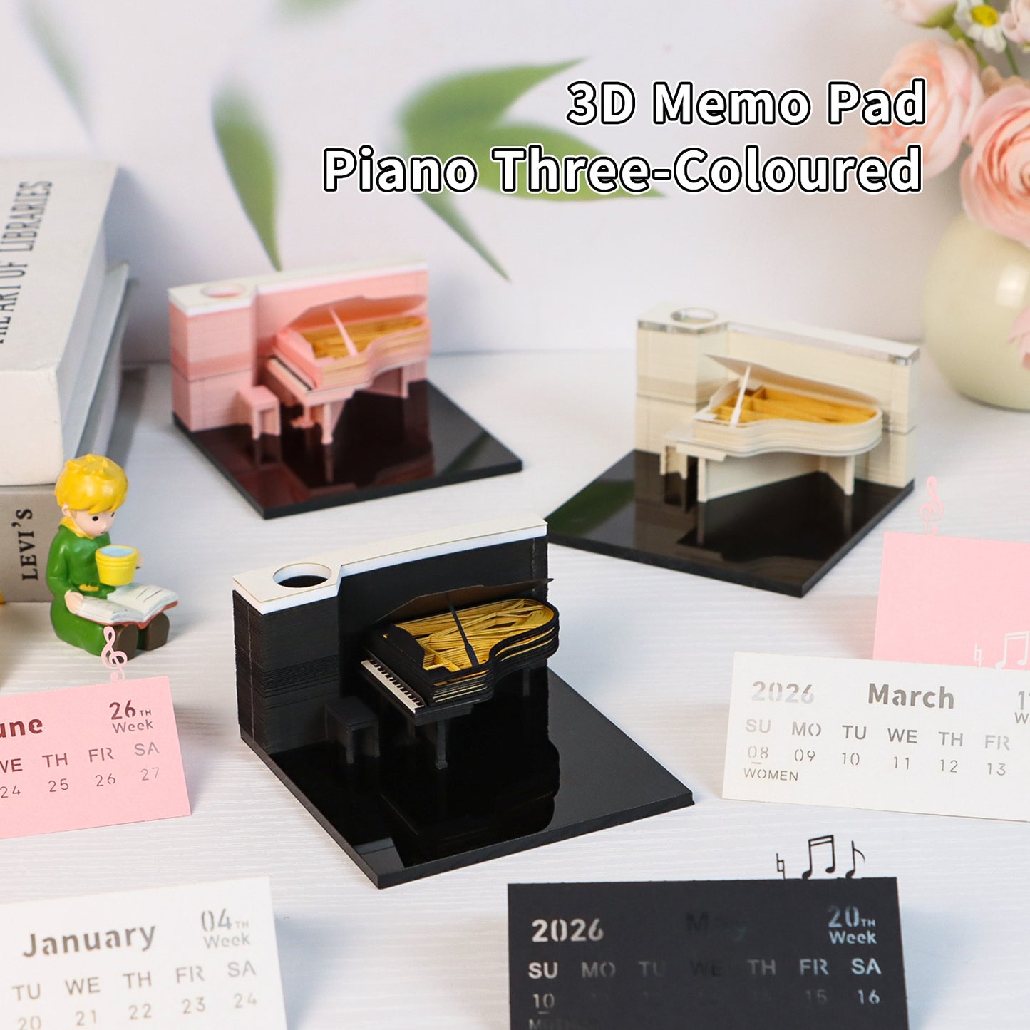 Piano model 3D Memo Pad（3D Calendar 2026）