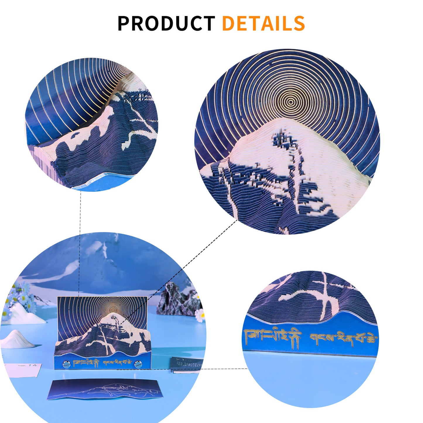 Pilgrimage Route Model Hand Tear off 3D Calendar Memo Pad With Light