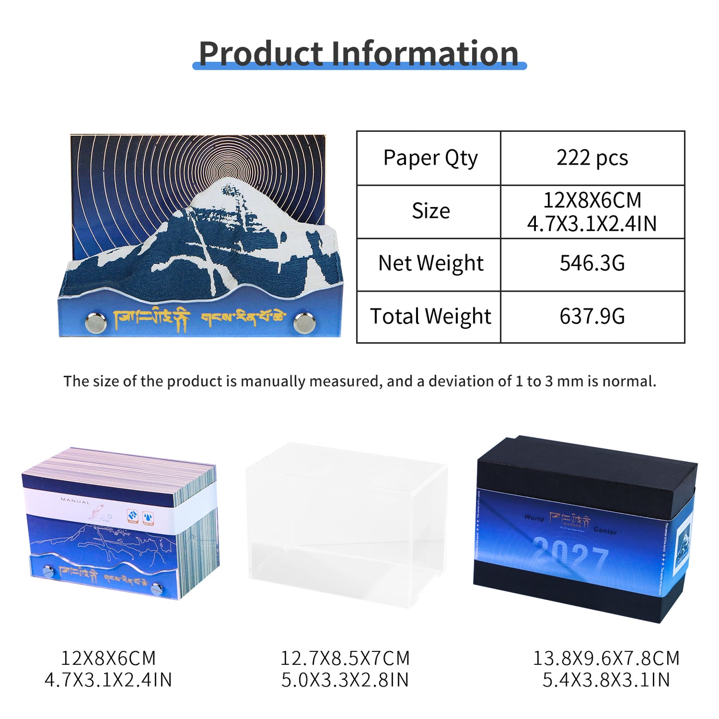 Pilgrimage Route Model Hand Tear off 3D Calendar Memo Pad With Light