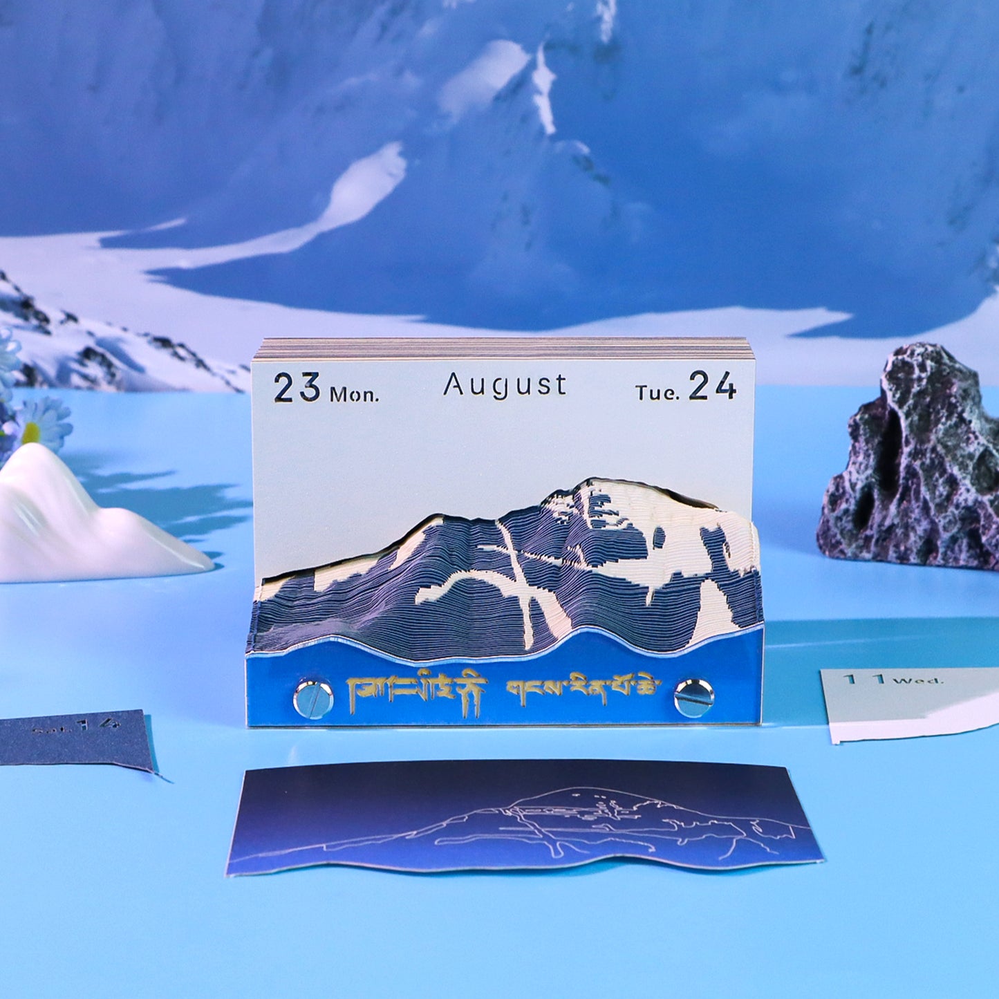Pilgrimage Route Model Hand Tear off 3D Calendar Memo Pad With Light