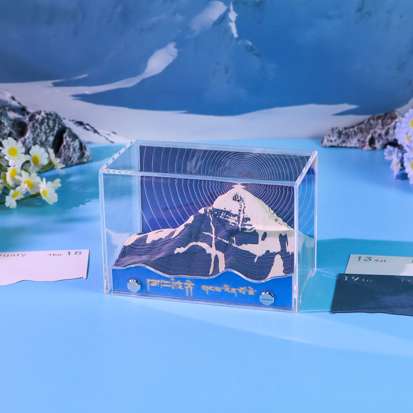 Pilgrimage Route Model Hand Tear off 3D Calendar Memo Pad With Light