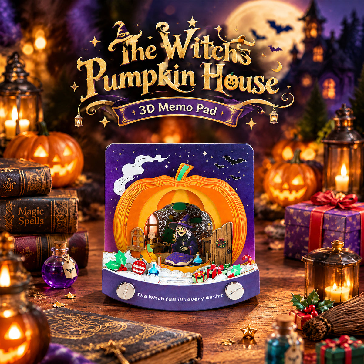 The witch's pumpkin house 3d Model Hand Tear off Memo Pad