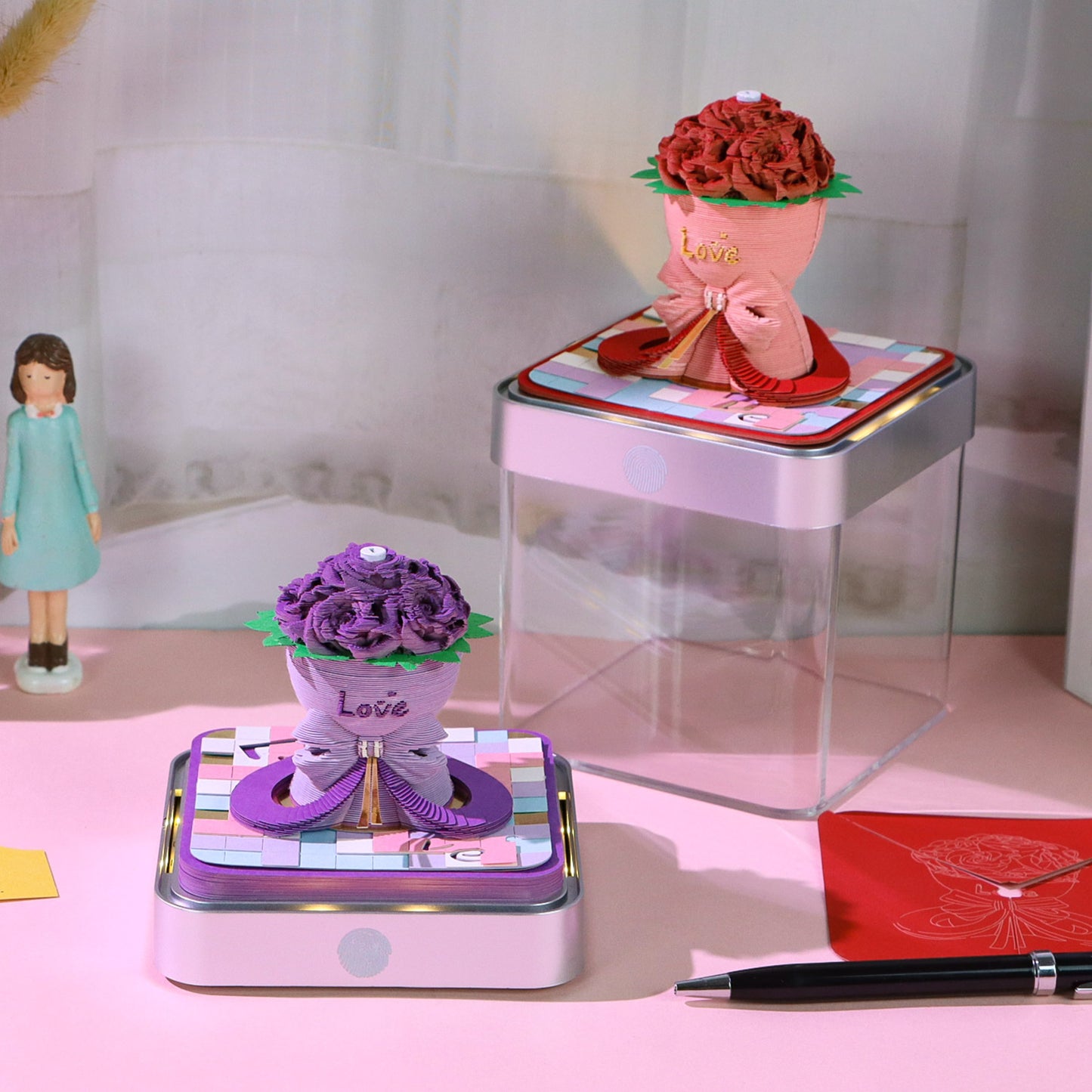 valentines day gift rose bouquet 3d memo pad