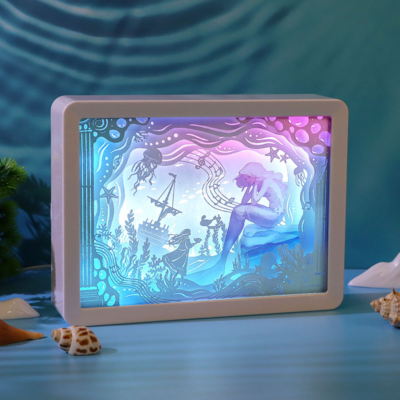 Music Undersea Style Paper Craving Lamp（white frame）