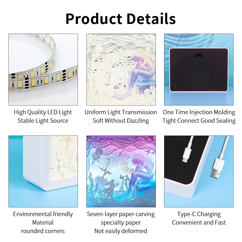 Music Undersea Style Paper Craving Lamp（white frame）