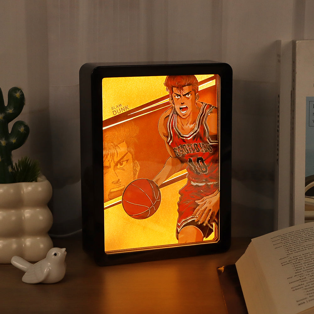 Slam Dunk Sakuragi Hanamichi Manga Anime Light Box Paper Craving Lamp（Black Shadow Box Frame）