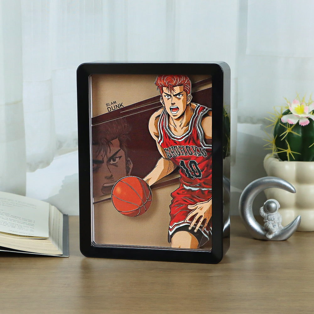 Slam Dunk Sakuragi Hanamichi Manga Anime Light Box Paper Craving Lamp（Black Shadow Box Frame）