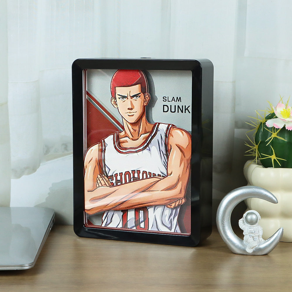 Slam Dunk Manga Anime Light Box Paper Craving Lamp（Black Shadow Box Frame）-3