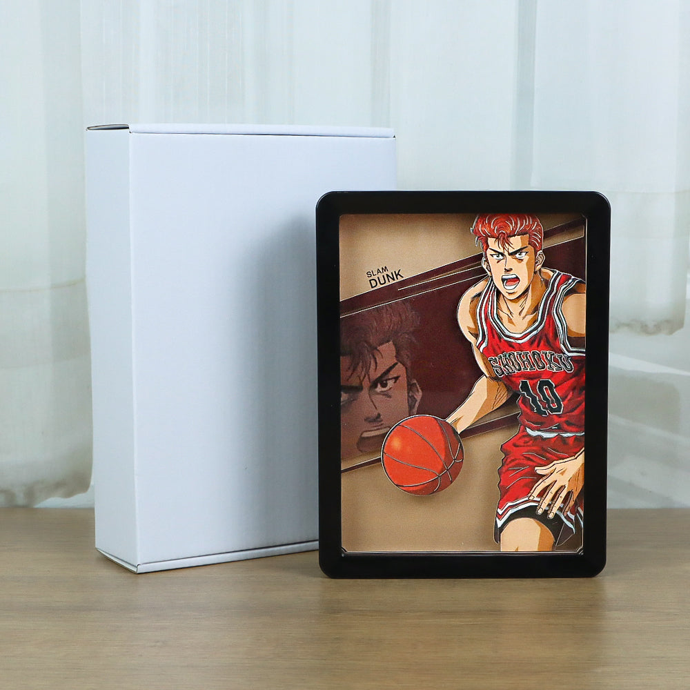 Slam Dunk Sakuragi Hanamichi Manga Anime Light Box Paper Craving Lamp（Black Shadow Box Frame）