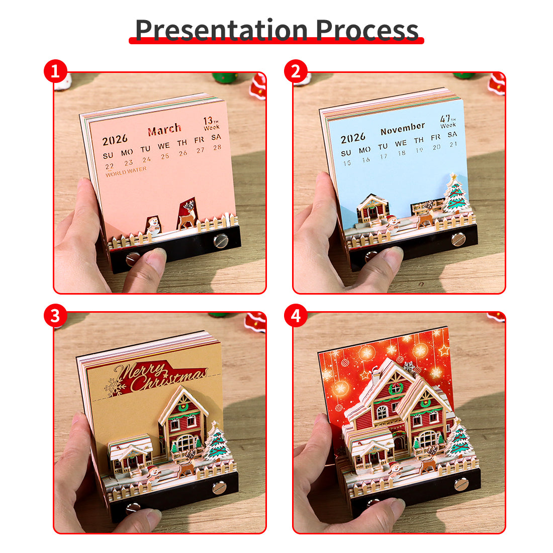 Christmas Snow Santa House 3D Memo Pad（3D Calendar 2026）