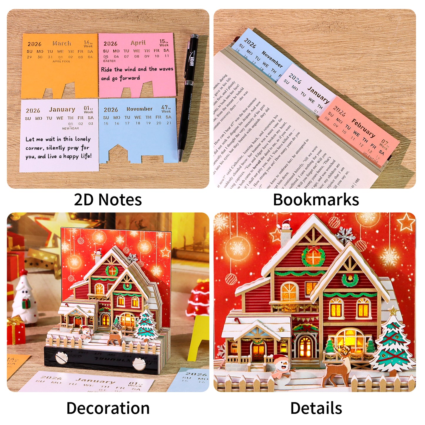Christmas Snow Santa House 3D Memo Pad（3D Calendar 2026）