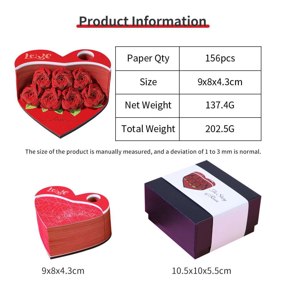 Flower Rose Bouquet 3D Paper Craft 2025 Creative Christmas Valentines Gift Novelty Magical Memo Pad Desk Calendar With Gift Box
