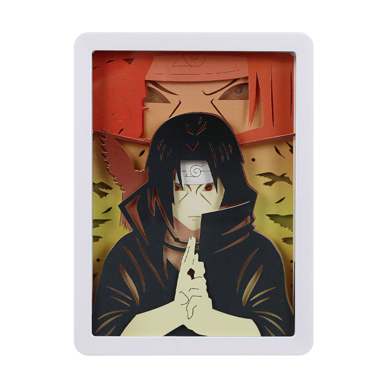Itachi Uchiha Anime Light Box Paper Craving Lamp（White Shadow Box Frame）