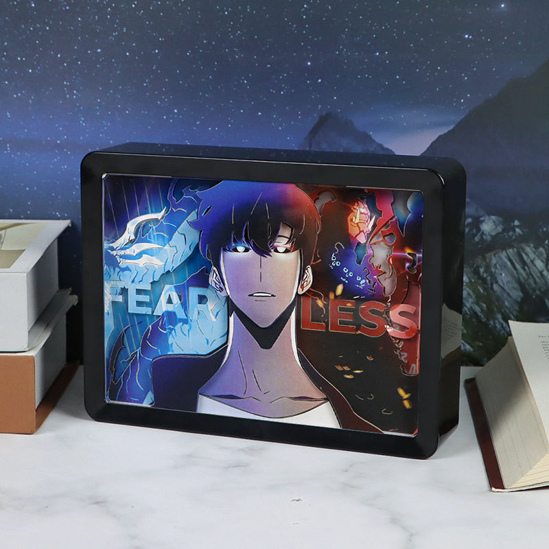 Solo Leveling Anime Light Box Paper Craving Lamp（Black Shadow Box Frame）
