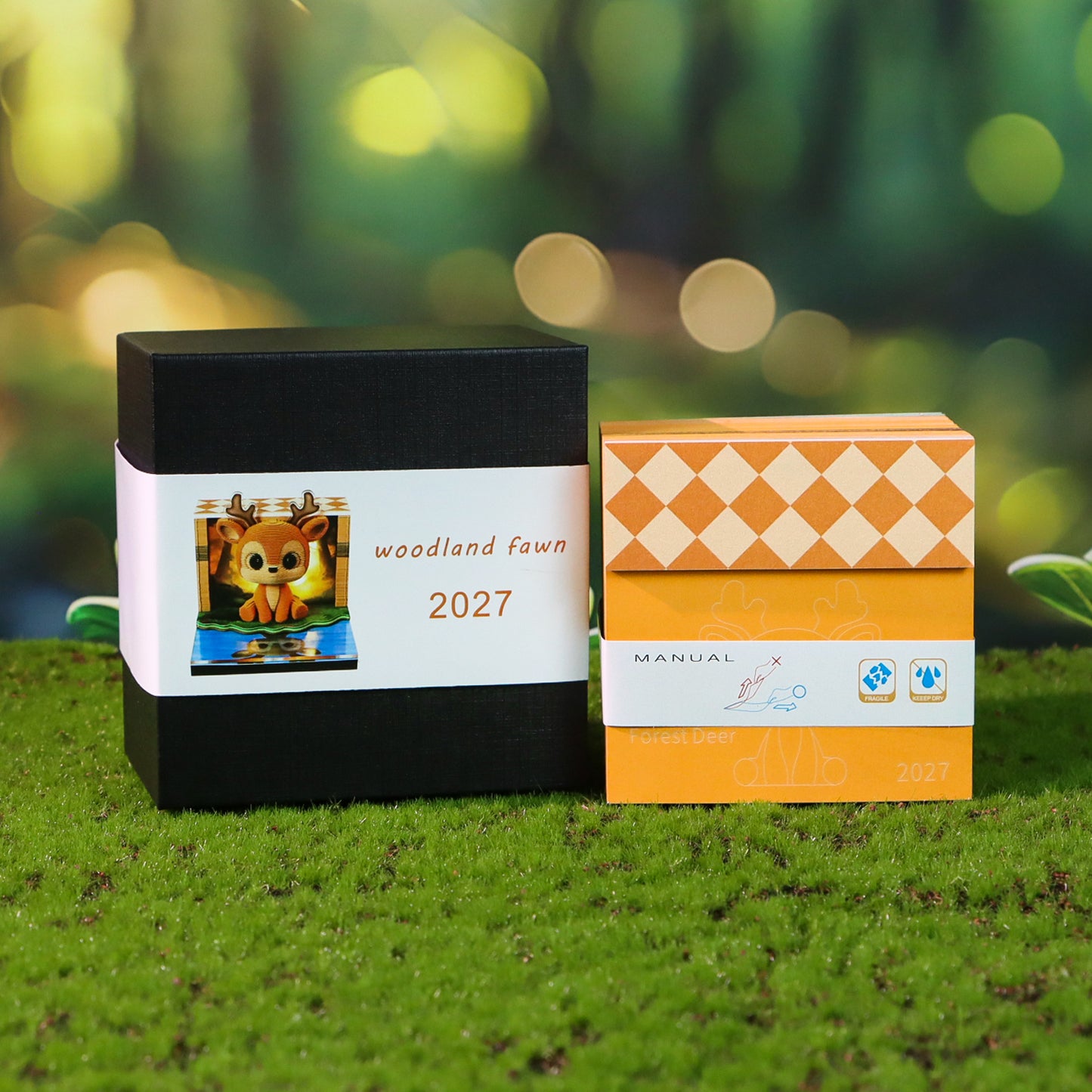 Woodland Fawn Model Hand Tear off 3D Calendar Memo Pad With Light