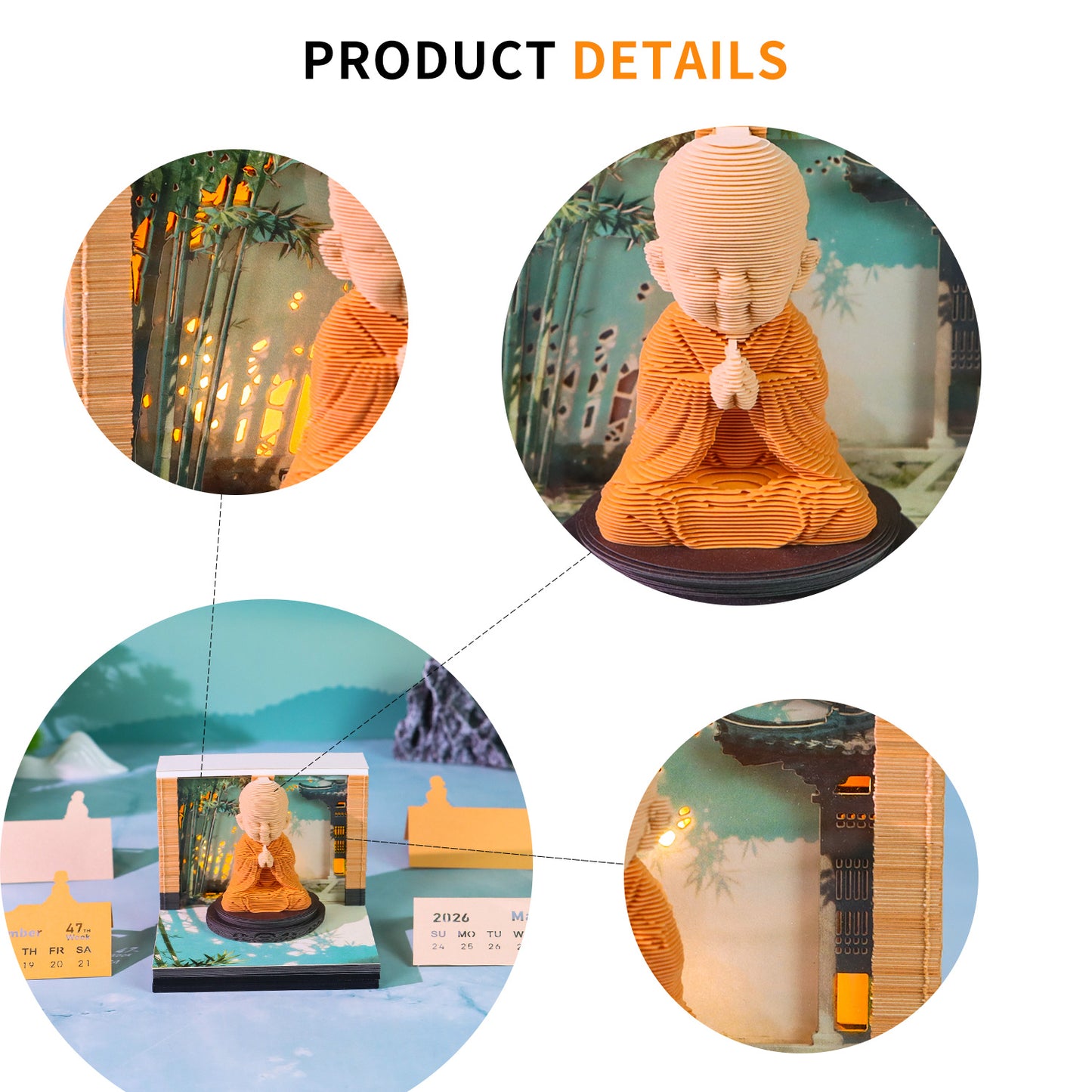 Zen Little Monk Figure Model Hand Tear off 3D Memo Pad