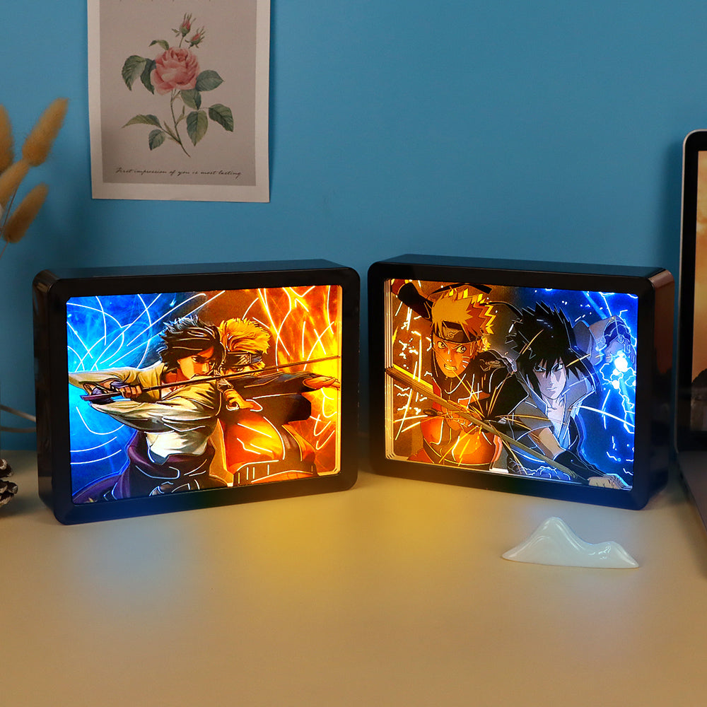 Creative Anime Character Paper Craving Lamp（Black Shadow Box Frame）