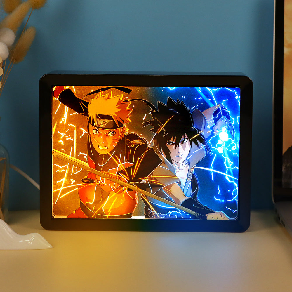 Popular Anime Character Paper Craving Lamp（Black Shadow Box Frame）