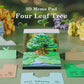 Four-leaf Tree Model Hand Tear off 3D Calendar Memo Pad With Light