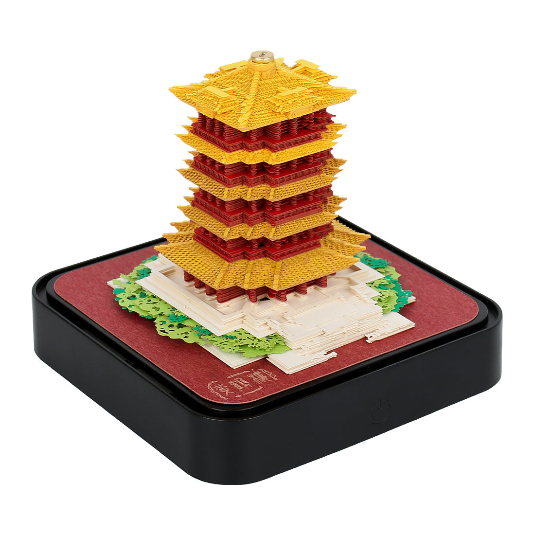 Yellow Crane Tower Miniature Model 3D Calendar Memo Pad With Acrylic Case
