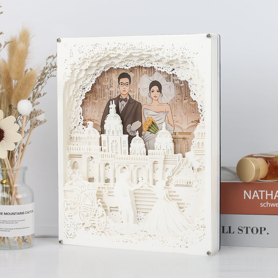 Wedding Photos Paper Cut Carved Light Box with Led Light