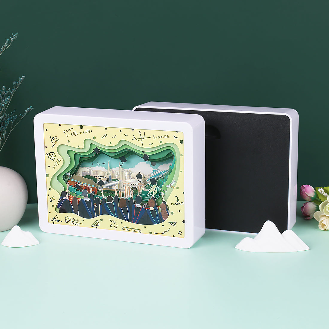 Graduation Gift School theme Paper Cut Carved Light Box with Led Light