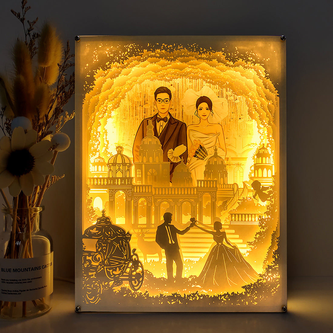 Wedding Photos Paper Cut Carved Light Box with Led Light