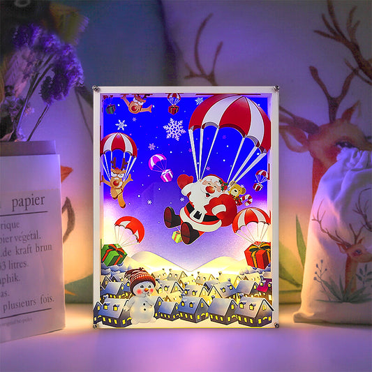 Christmas Style Paper Cut Carved Light Box with Led Light
