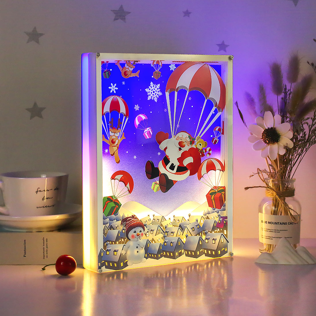 Christmas Style Paper Cut Carved Light Box with Led Light