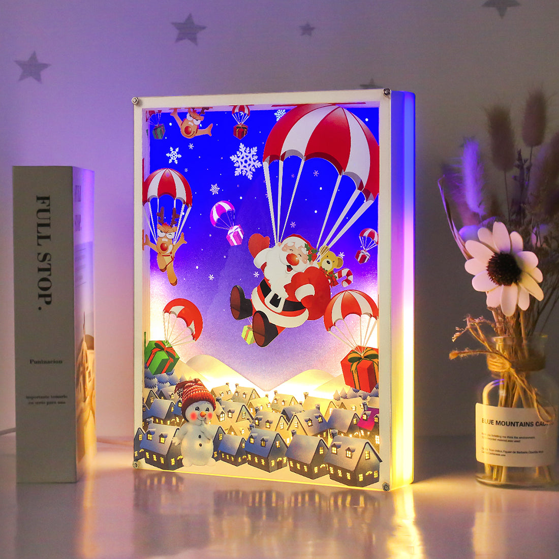 Christmas Style Paper Cut Carved Light Box with Led Light