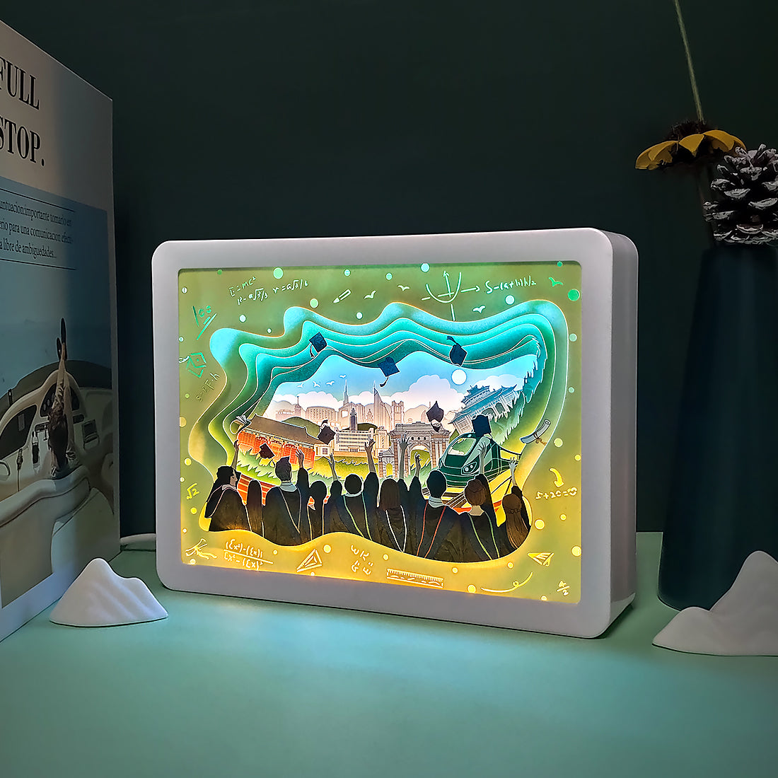 Graduation Gift School theme Paper Cut Carved Light Box with Led Light