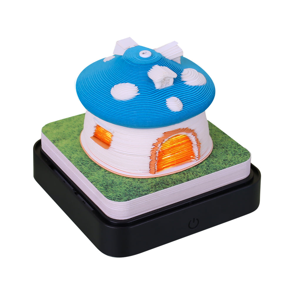 Mushroom Model Hand Tear off 3D Calendar Memo Pad With Light