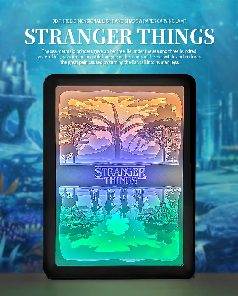 Stranger Things Anime Paper Cut Carved Light Box with Led Light