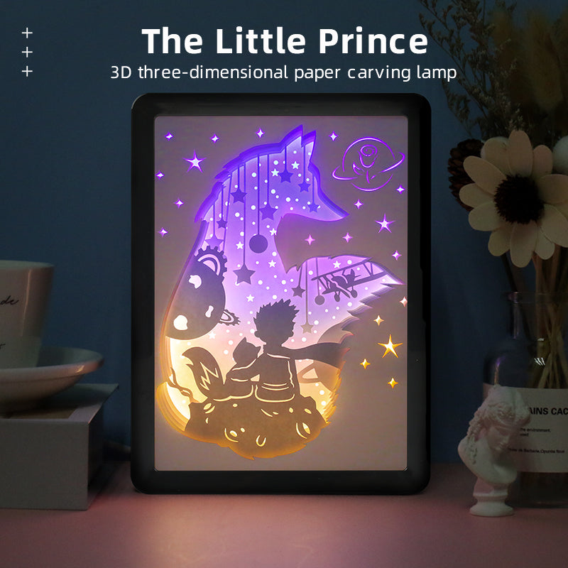 Little Prince Anime Paper Cut Carved Light Box with Led Light
